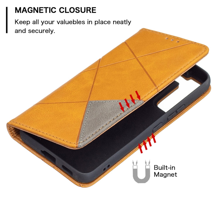 For Samsung Galaxy S22 5G Prismatic Invisible Magnetic Horizontal Flip Phone Leather Case with Holder & Card Slots & Photo Frame