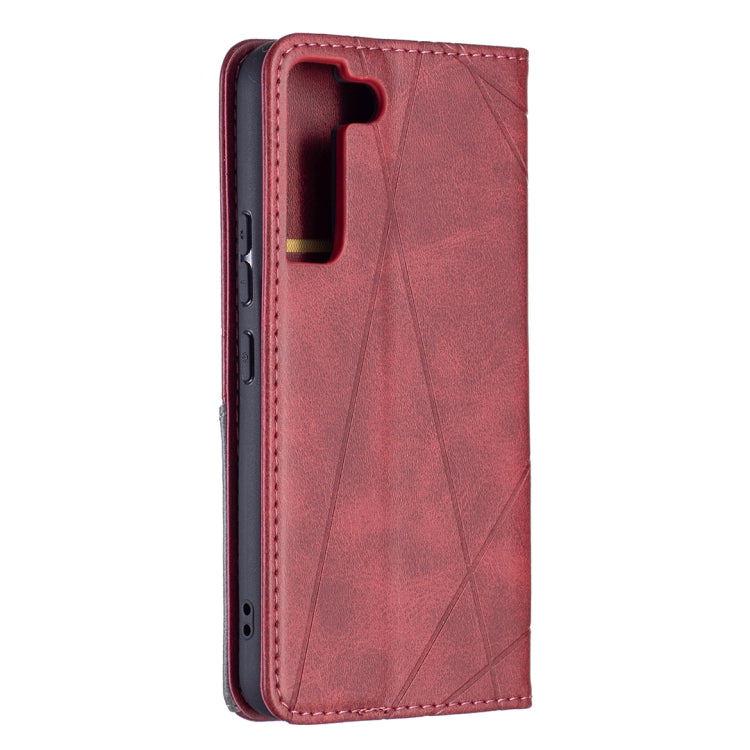 For Samsung Galaxy S22 5G Prismatic Invisible Magnetic Horizontal Flip Phone Leather Case with Holder & Card Slots & Photo Frame