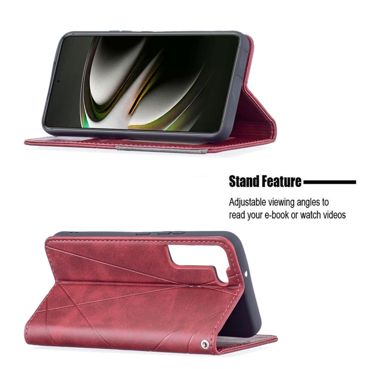 For Samsung Galaxy S22 5G Prismatic Invisible Magnetic Horizontal Flip Phone Leather Case with Holder & Card Slots & Photo Frame