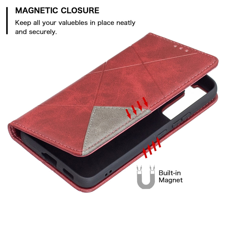 For Samsung Galaxy S22 5G Prismatic Invisible Magnetic Horizontal Flip Phone Leather Case with Holder & Card Slots & Photo Frame