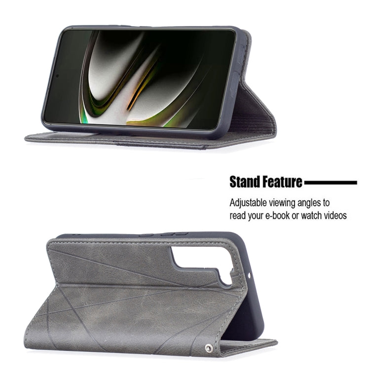 For Samsung Galaxy S22 5G Prismatic Invisible Magnetic Horizontal Flip Phone Leather Case with Holder & Card Slots & Photo Frame