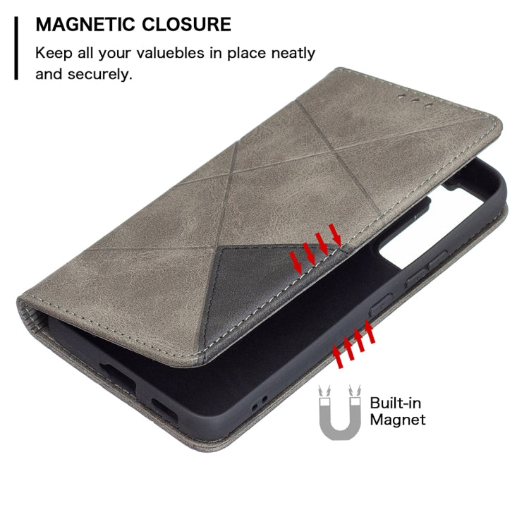For Samsung Galaxy S22 5G Prismatic Invisible Magnetic Horizontal Flip Phone Leather Case with Holder & Card Slots & Photo Frame
