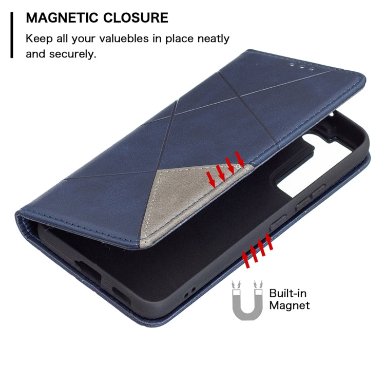 For Samsung Galaxy S22 5G Prismatic Invisible Magnetic Horizontal Flip Phone Leather Case with Holder & Card Slots & Photo Frame