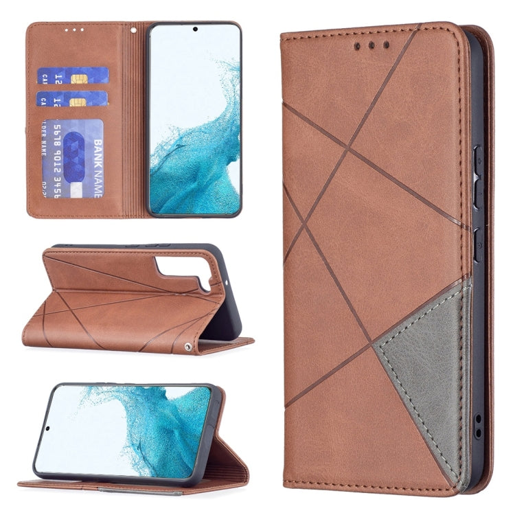 For Samsung Galaxy S22 5G Prismatic Invisible Magnetic Horizontal Flip Phone Leather Case with Holder & Card Slots & Photo Frame