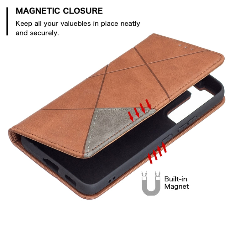 For Samsung Galaxy S22 5G Prismatic Invisible Magnetic Horizontal Flip Phone Leather Case with Holder & Card Slots & Photo Frame