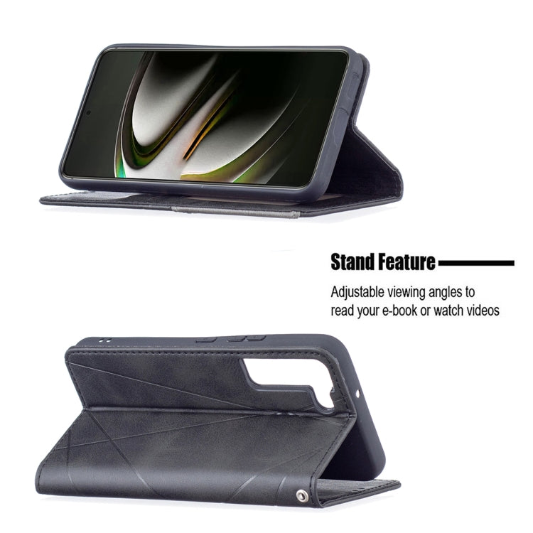 For Samsung Galaxy S22 5G Prismatic Invisible Magnetic Horizontal Flip Phone Leather Case with Holder & Card Slots & Photo Frame