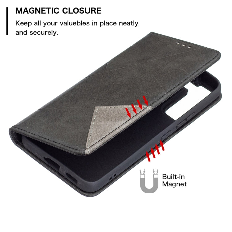 For Samsung Galaxy S22 5G Prismatic Invisible Magnetic Horizontal Flip Phone Leather Case with Holder & Card Slots & Photo Frame