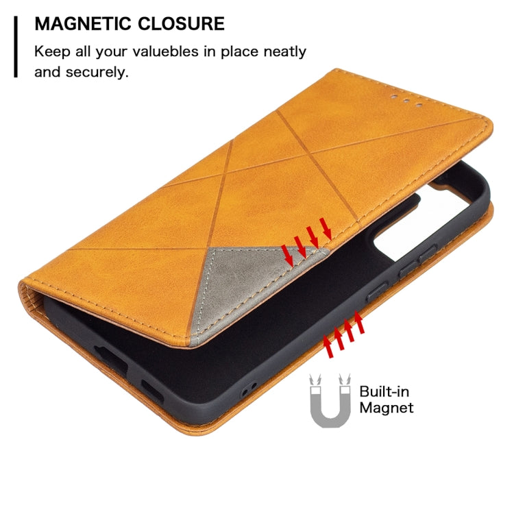 For Samsung Galaxy S22+ 5G Prismatic Invisible Magnetic Horizontal Flip Phone Leather Case with Holder & Card Slots & Photo Frame