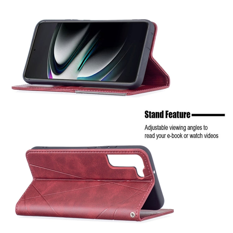 For Samsung Galaxy S22+ 5G Prismatic Invisible Magnetic Horizontal Flip Phone Leather Case with Holder & Card Slots & Photo Frame