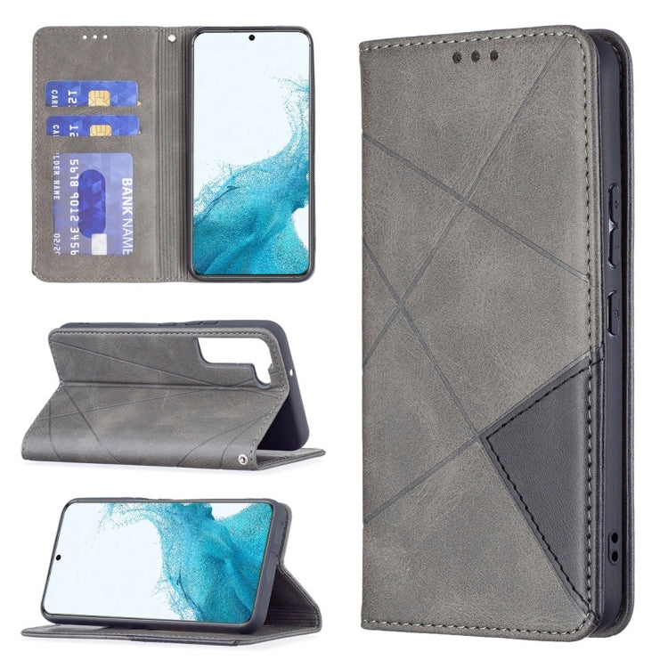 For Samsung Galaxy S22+ 5G Prismatic Invisible Magnetic Horizontal Flip Phone Leather Case with Holder & Card Slots & Photo Frame