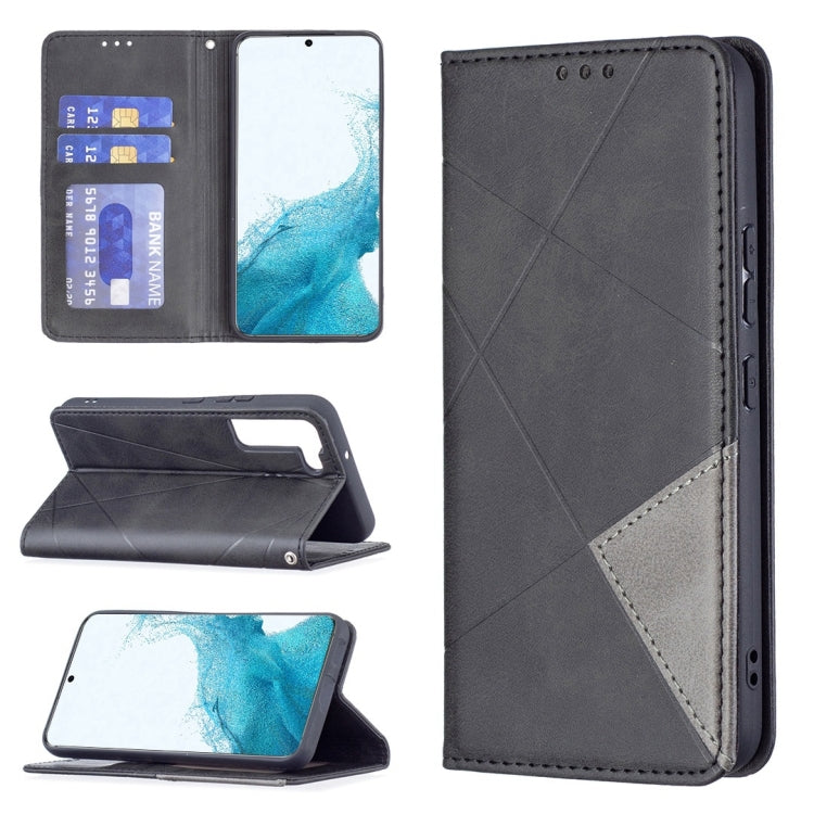 For Samsung Galaxy S22+ 5G Prismatic Invisible Magnetic Horizontal Flip Phone Leather Case with Holder & Card Slots & Photo Frame