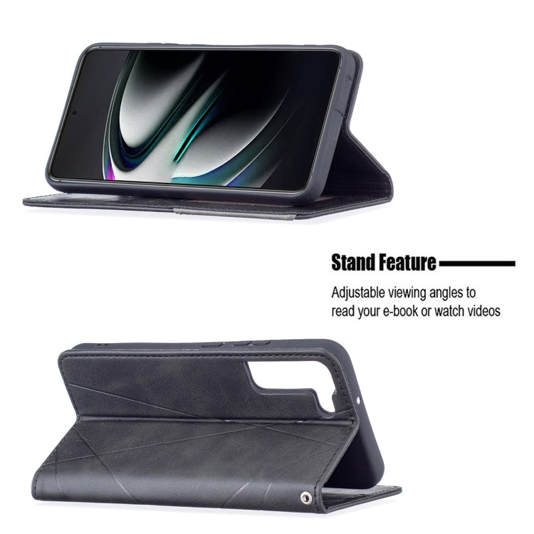 For Samsung Galaxy S22+ 5G Prismatic Invisible Magnetic Horizontal Flip Phone Leather Case with Holder & Card Slots & Photo Frame