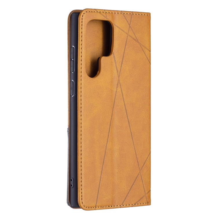 For Samsung Galaxy S22 Ultra 5G Prismatic Invisible Magnetic Horizontal Flip Phone Leather Case with Holder & Card Slots & Photo Frame