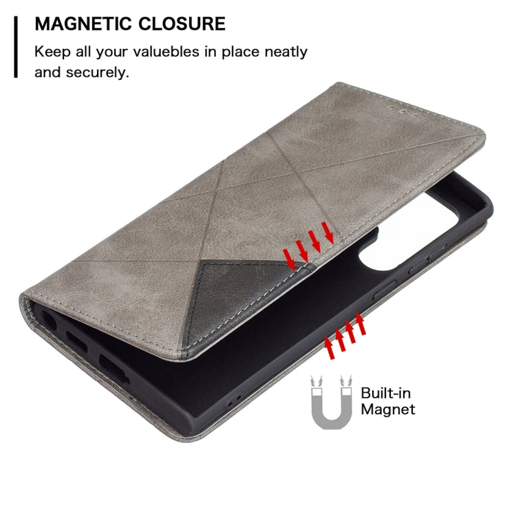 For Samsung Galaxy S22 Ultra 5G Prismatic Invisible Magnetic Horizontal Flip Phone Leather Case with Holder & Card Slots & Photo Frame