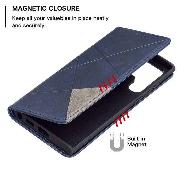 For Samsung Galaxy S22 Ultra 5G Prismatic Invisible Magnetic Horizontal Flip Phone Leather Case with Holder & Card Slots & Photo Frame