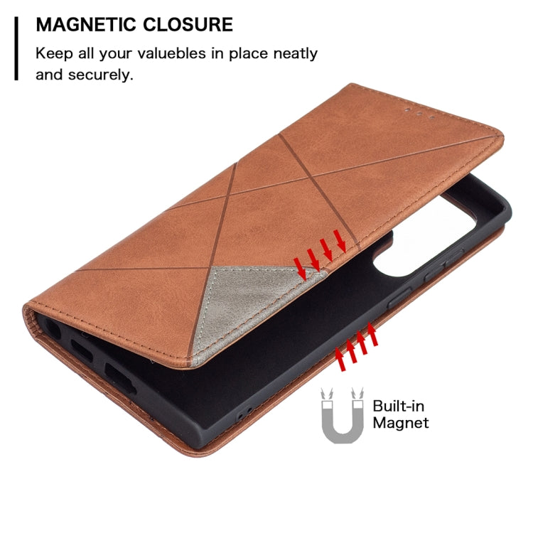 For Samsung Galaxy S22 Ultra 5G Prismatic Invisible Magnetic Horizontal Flip Phone Leather Case with Holder & Card Slots & Photo Frame