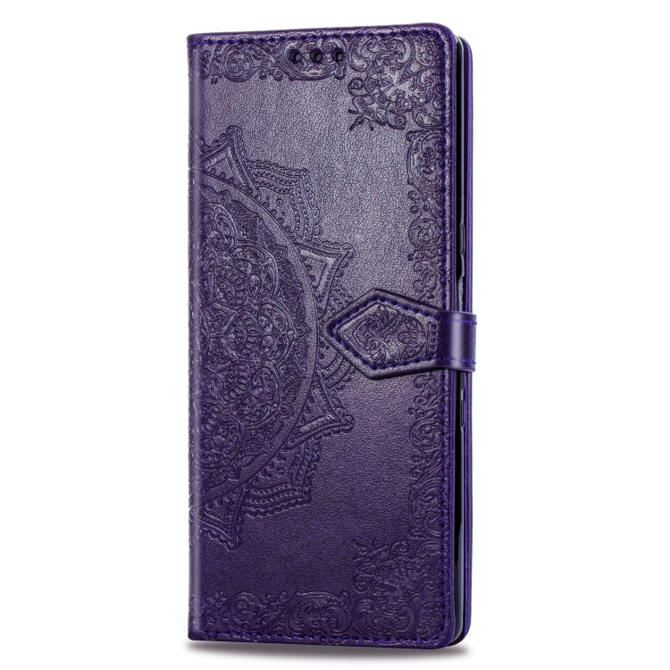 For Sony Xperia 1 Embossed Mandala Pattern PC + TPU Horizontal Flip Leather Case with Holder & Card Slots