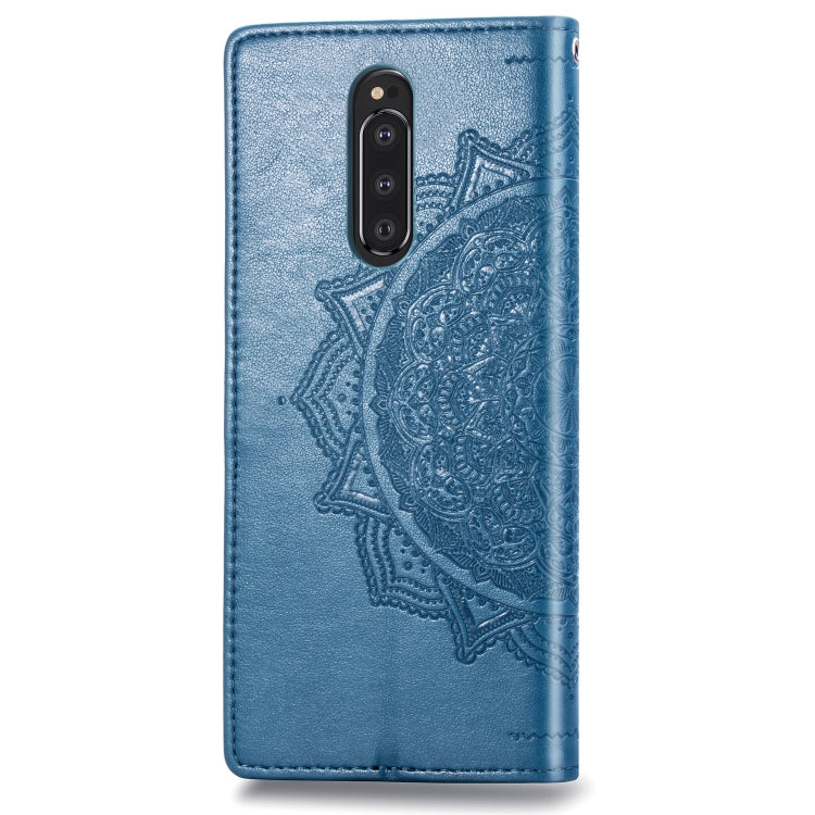 For Sony Xperia 1 Embossed Mandala Pattern PC + TPU Horizontal Flip Leather Case with Holder & Card Slots
