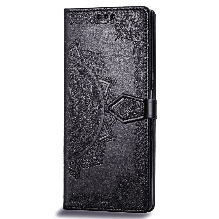 For Sony Xperia 1 Embossed Mandala Pattern PC + TPU Horizontal Flip Leather Case with Holder & Card Slots