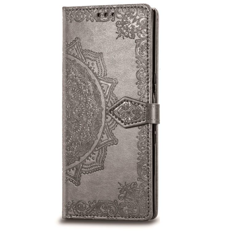 For Sony Xperia 1 Embossed Mandala Pattern PC + TPU Horizontal Flip Leather Case with Holder & Card Slots