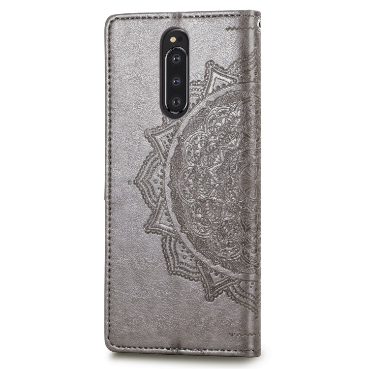 For Sony Xperia 1 Embossed Mandala Pattern PC + TPU Horizontal Flip Leather Case with Holder & Card Slots