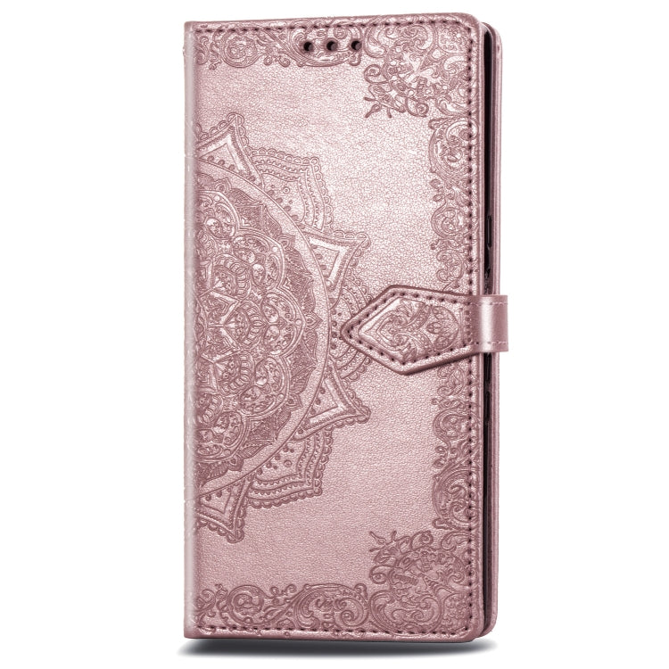 For Sony Xperia 1 Embossed Mandala Pattern PC + TPU Horizontal Flip Leather Case with Holder & Card Slots