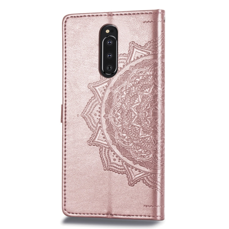 For Sony Xperia 1 Embossed Mandala Pattern PC + TPU Horizontal Flip Leather Case with Holder & Card Slots