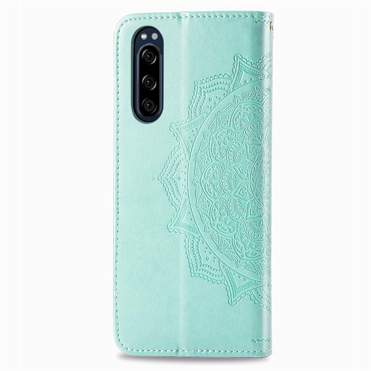 For Sony Xperia 5 Embossed Mandala Pattern PC + TPU Horizontal Flip Leather Case with Holder & Card Slots