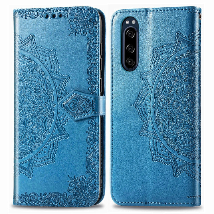 For Sony Xperia 5 Embossed Mandala Pattern PC + TPU Horizontal Flip Leather Case with Holder & Card Slots