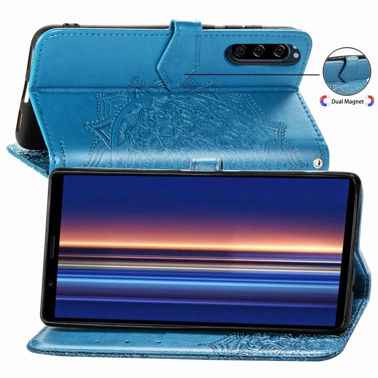 For Sony Xperia 5 Embossed Mandala Pattern PC + TPU Horizontal Flip Leather Case with Holder & Card Slots