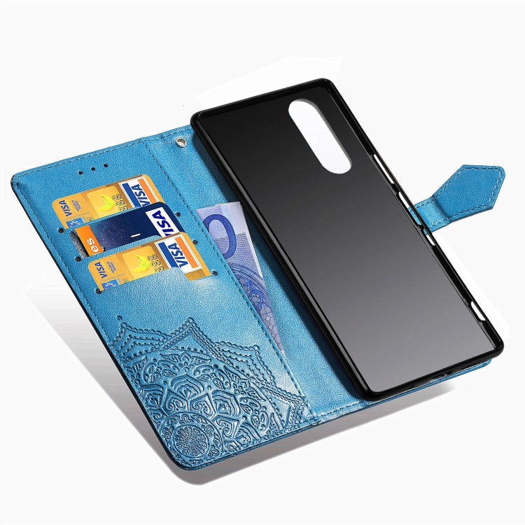 For Sony Xperia 5 Embossed Mandala Pattern PC + TPU Horizontal Flip Leather Case with Holder & Card Slots