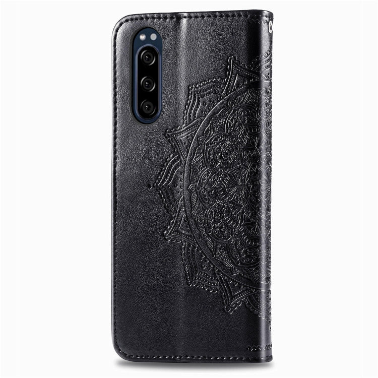 For Sony Xperia 5 Embossed Mandala Pattern PC + TPU Horizontal Flip Leather Case with Holder & Card Slots