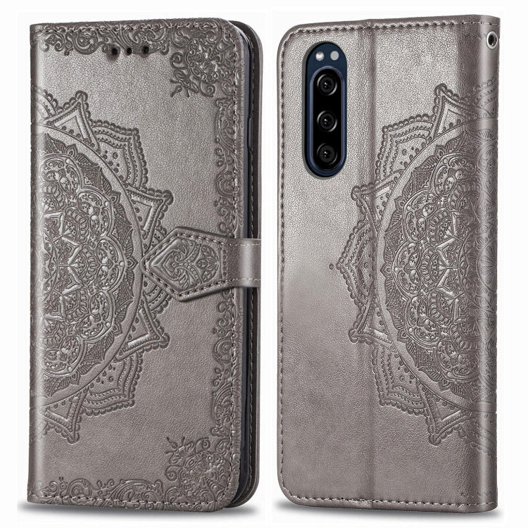 For Sony Xperia 5 Embossed Mandala Pattern PC + TPU Horizontal Flip Leather Case with Holder & Card Slots