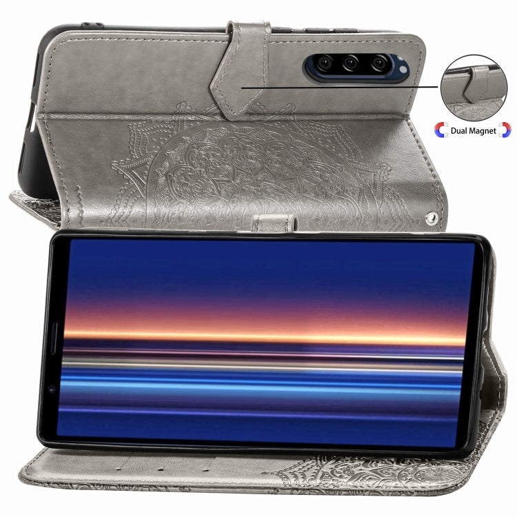 For Sony Xperia 5 Embossed Mandala Pattern PC + TPU Horizontal Flip Leather Case with Holder & Card Slots