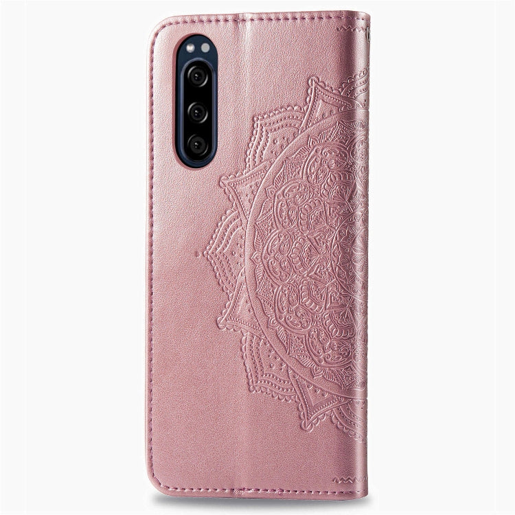 For Sony Xperia 5 Embossed Mandala Pattern PC + TPU Horizontal Flip Leather Case with Holder & Card Slots