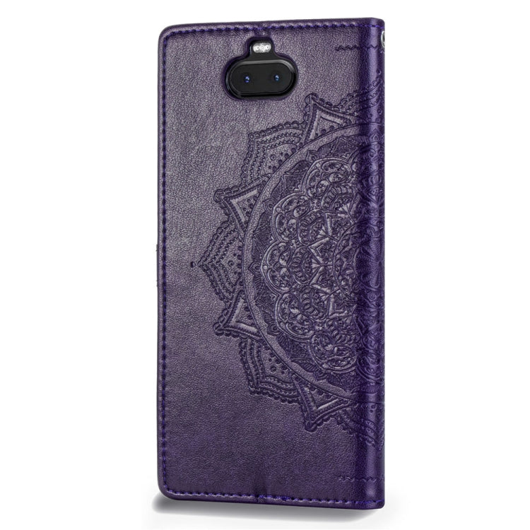 For Sony Xperia 10 Embossed Mandala Pattern PC + TPU Horizontal Flip Leather Case with Holder & Card Slots
