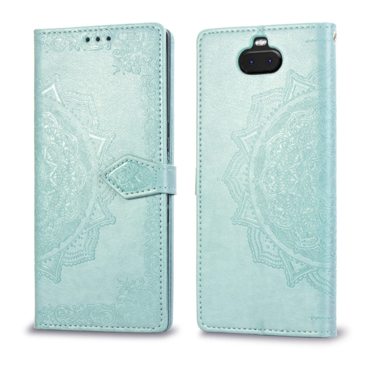 For Sony Xperia 10 Embossed Mandala Pattern PC + TPU Horizontal Flip Leather Case with Holder & Card Slots