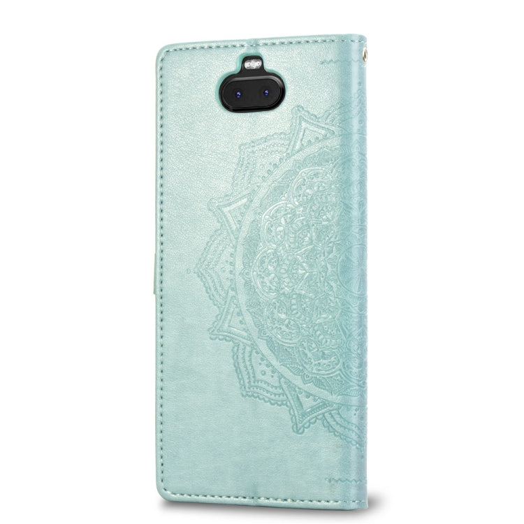 For Sony Xperia 10 Embossed Mandala Pattern PC + TPU Horizontal Flip Leather Case with Holder & Card Slots