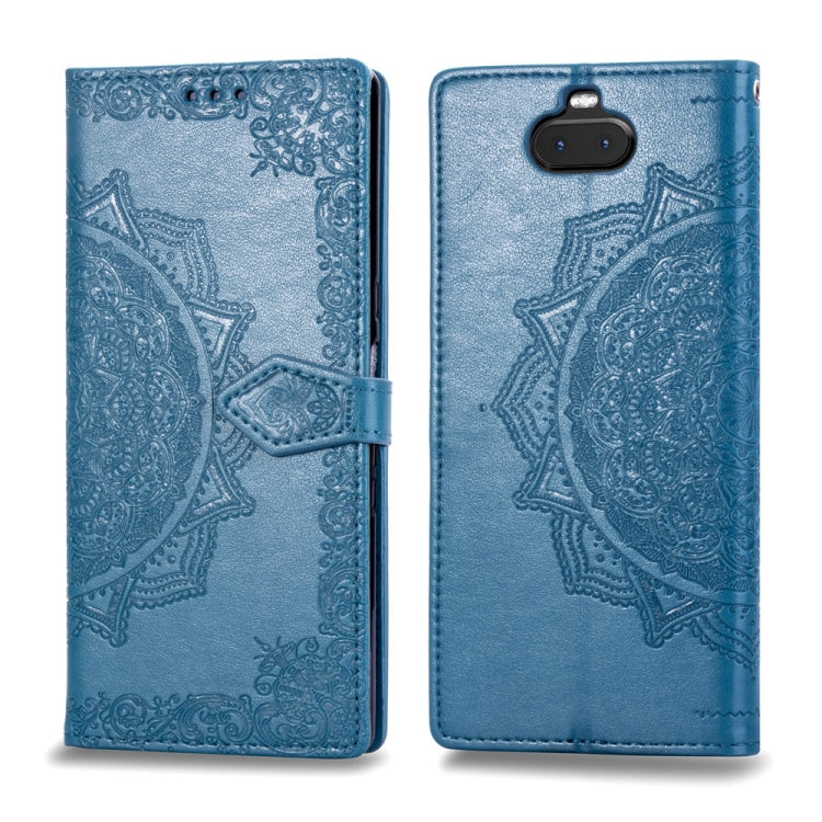 For Sony Xperia 10 Embossed Mandala Pattern PC + TPU Horizontal Flip Leather Case with Holder & Card Slots