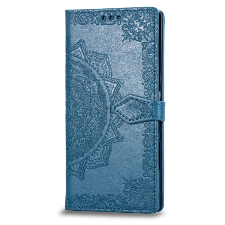 For Sony Xperia 10 Embossed Mandala Pattern PC + TPU Horizontal Flip Leather Case with Holder & Card Slots