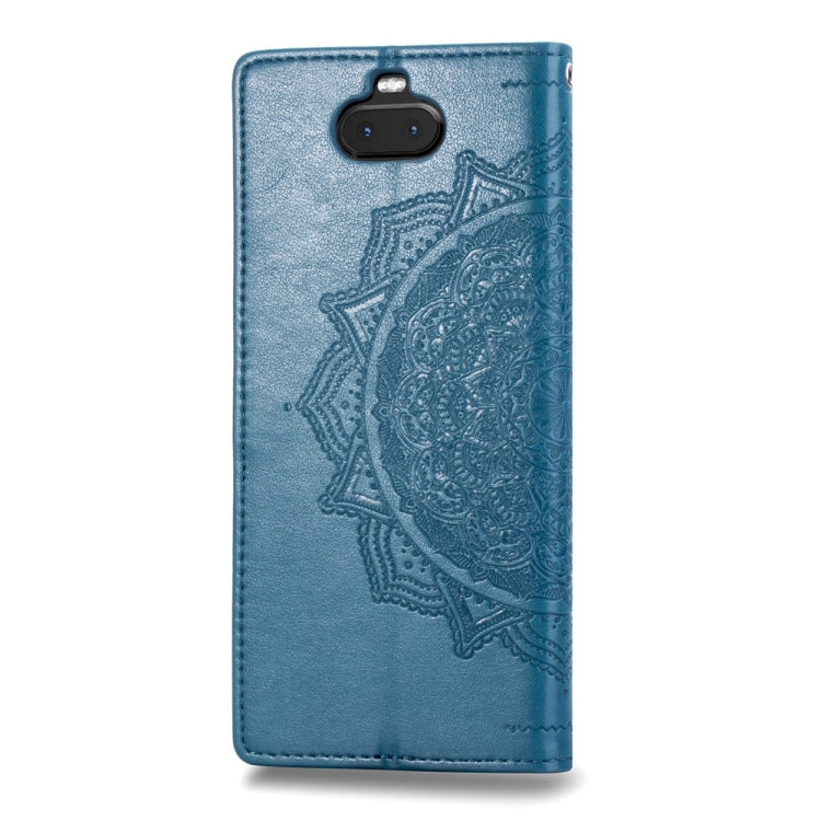 For Sony Xperia 10 Embossed Mandala Pattern PC + TPU Horizontal Flip Leather Case with Holder & Card Slots