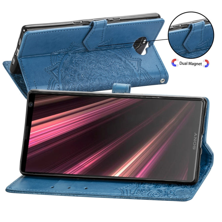 For Sony Xperia 10 Embossed Mandala Pattern PC + TPU Horizontal Flip Leather Case with Holder & Card Slots