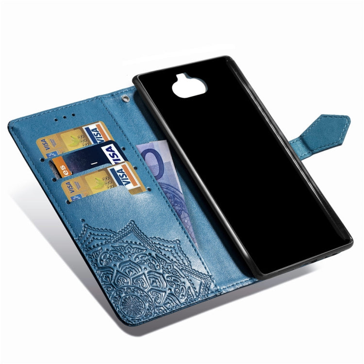 For Sony Xperia 10 Embossed Mandala Pattern PC + TPU Horizontal Flip Leather Case with Holder & Card Slots