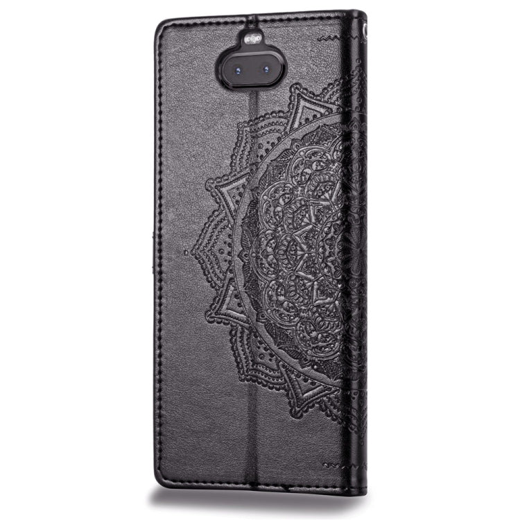 For Sony Xperia 10 Embossed Mandala Pattern PC + TPU Horizontal Flip Leather Case with Holder & Card Slots