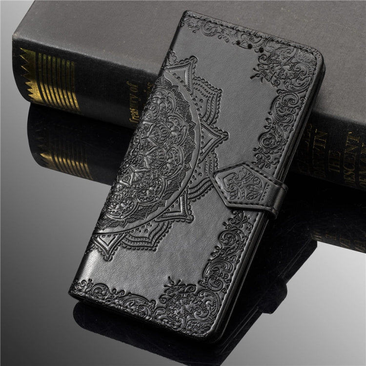For Sony Xperia 10 Embossed Mandala Pattern PC + TPU Horizontal Flip Leather Case with Holder & Card Slots