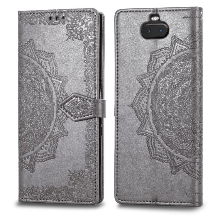 For Sony Xperia 10 Embossed Mandala Pattern PC + TPU Horizontal Flip Leather Case with Holder & Card Slots