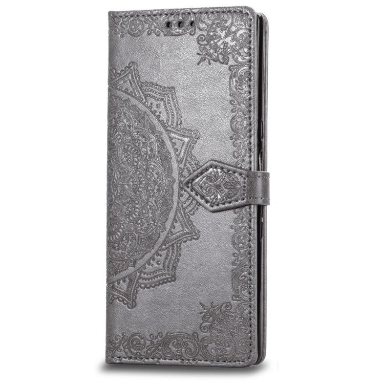 For Sony Xperia 10 Embossed Mandala Pattern PC + TPU Horizontal Flip Leather Case with Holder & Card Slots