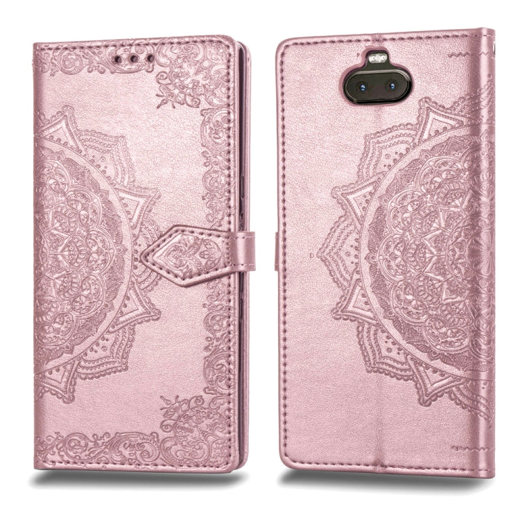 For Sony Xperia 10 Embossed Mandala Pattern PC + TPU Horizontal Flip Leather Case with Holder & Card Slots