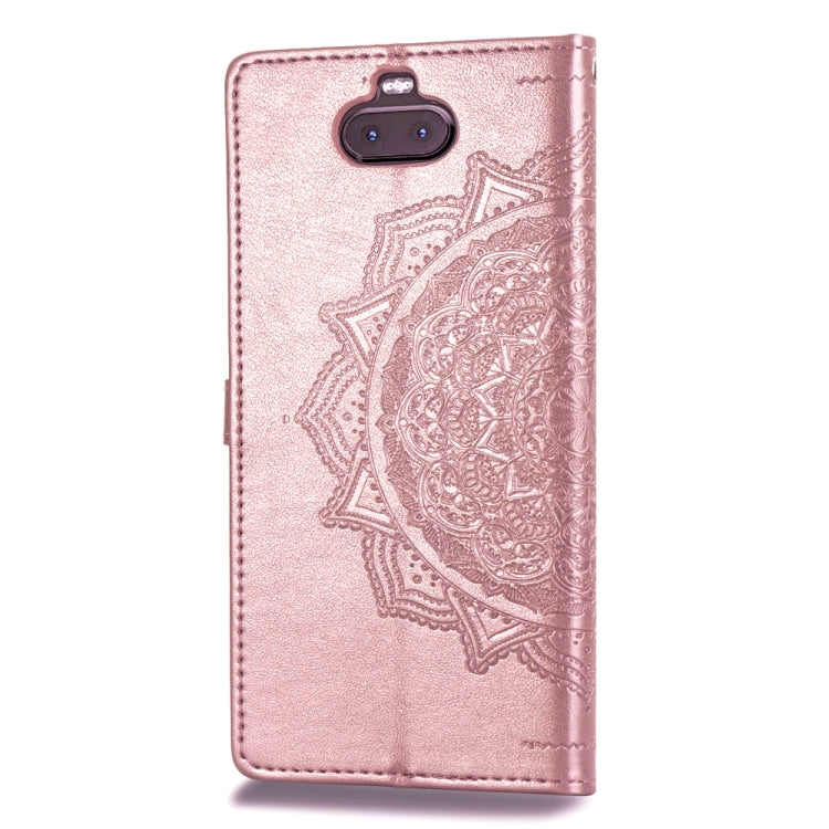For Sony Xperia 10 Embossed Mandala Pattern PC + TPU Horizontal Flip Leather Case with Holder & Card Slots
