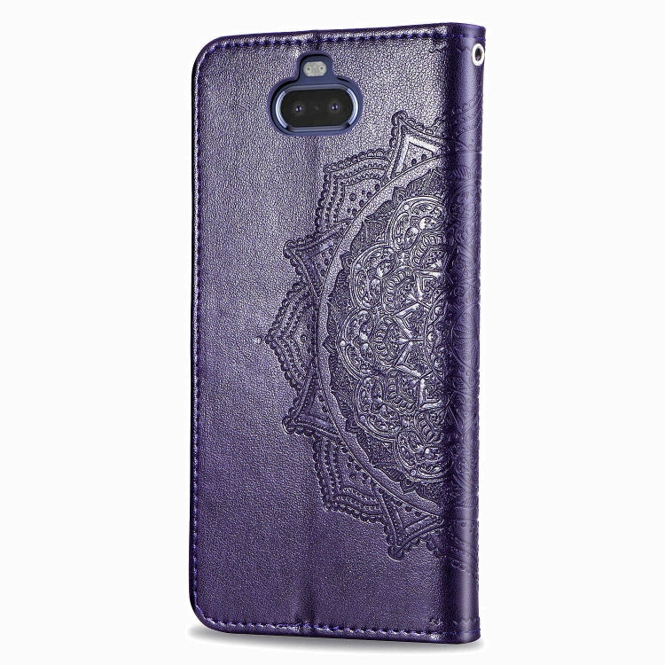 For Sony Xperia 20 Embossed Mandala Pattern PC + TPU Horizontal Flip Leather Case with Holder & Card Slots